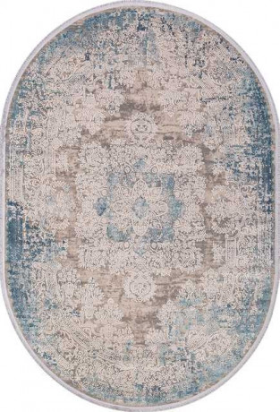 Турецкий ковер BIBLOS-9304-BEIGE-BLUE-OVAL