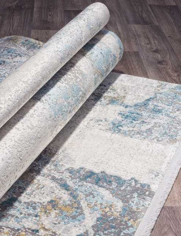 Турецкий ковер OLIMPOS-M456B-CREAM-BLUE-OVAL