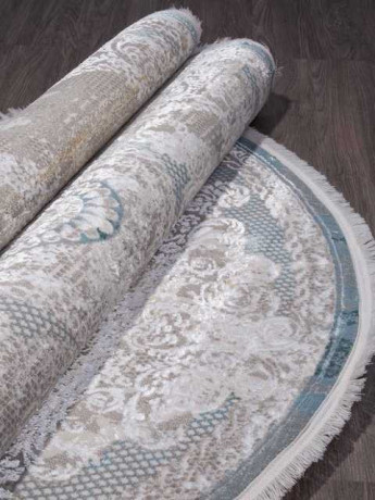 Турецкий ковер AJMAL-LP-289-CREAM-TURQUOISE-OVAL