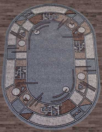 Ковёр SIERRA ALBINA-3-BLUE-BROWN-OVAL