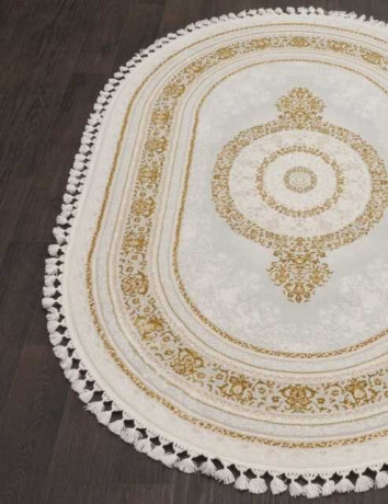 Турецкий ковер HUNKAR-08071A-BLUE-GOLD-OVAL