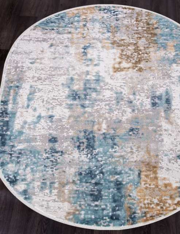 Турецкий ковер ALLURES-12004-CREAM-BLUE-OVAL