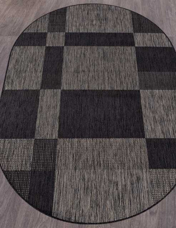 Ковёр VEGAS-S005-D-GRAY-BLACK-OVAL